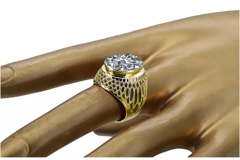 Циркон 14K Жовте золото Каблучка Вінтаж стиль vrc089y